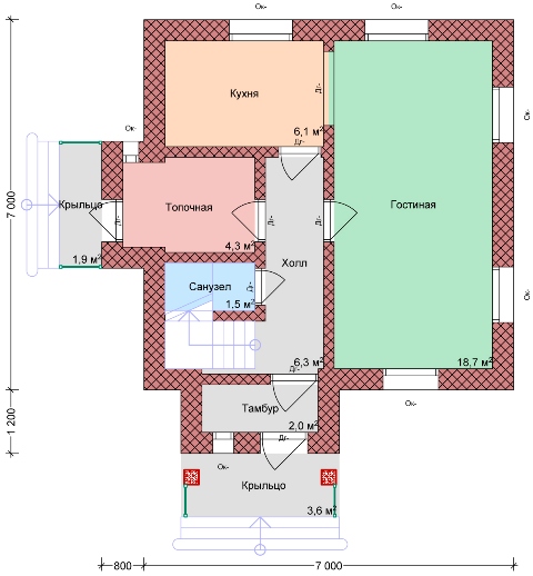 Планировка КОМБ-60 Комбинированный дом Бурган, 60 м²