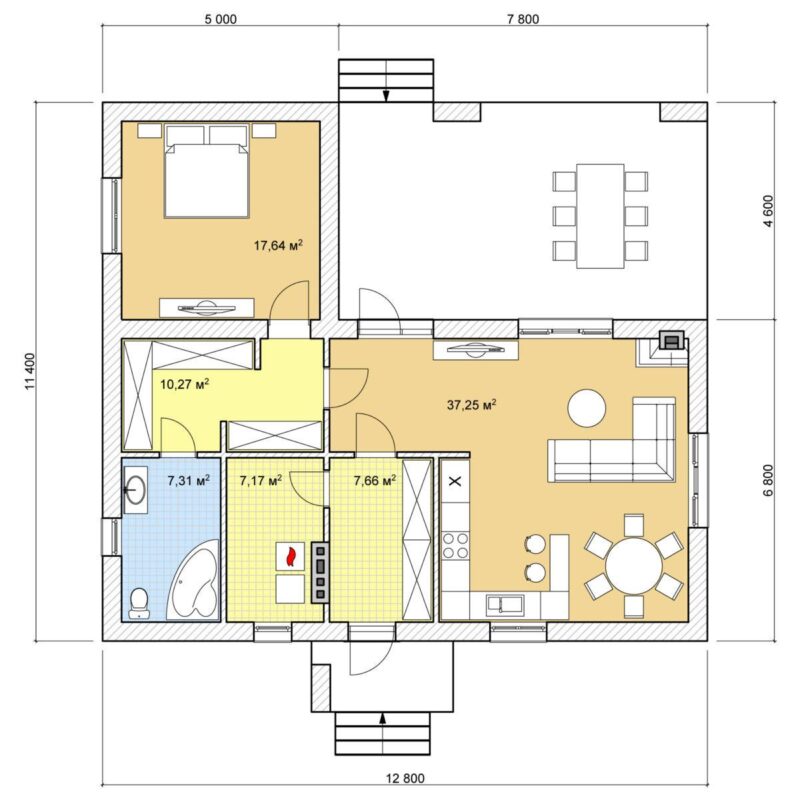 Планировка МД-87 Монолитный дом Вивер, 87 м²