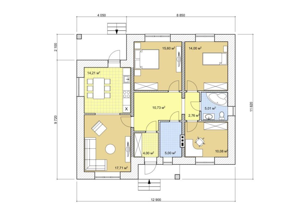 Планировка МД-99 Монолитный дом Сиярис, 99 м²