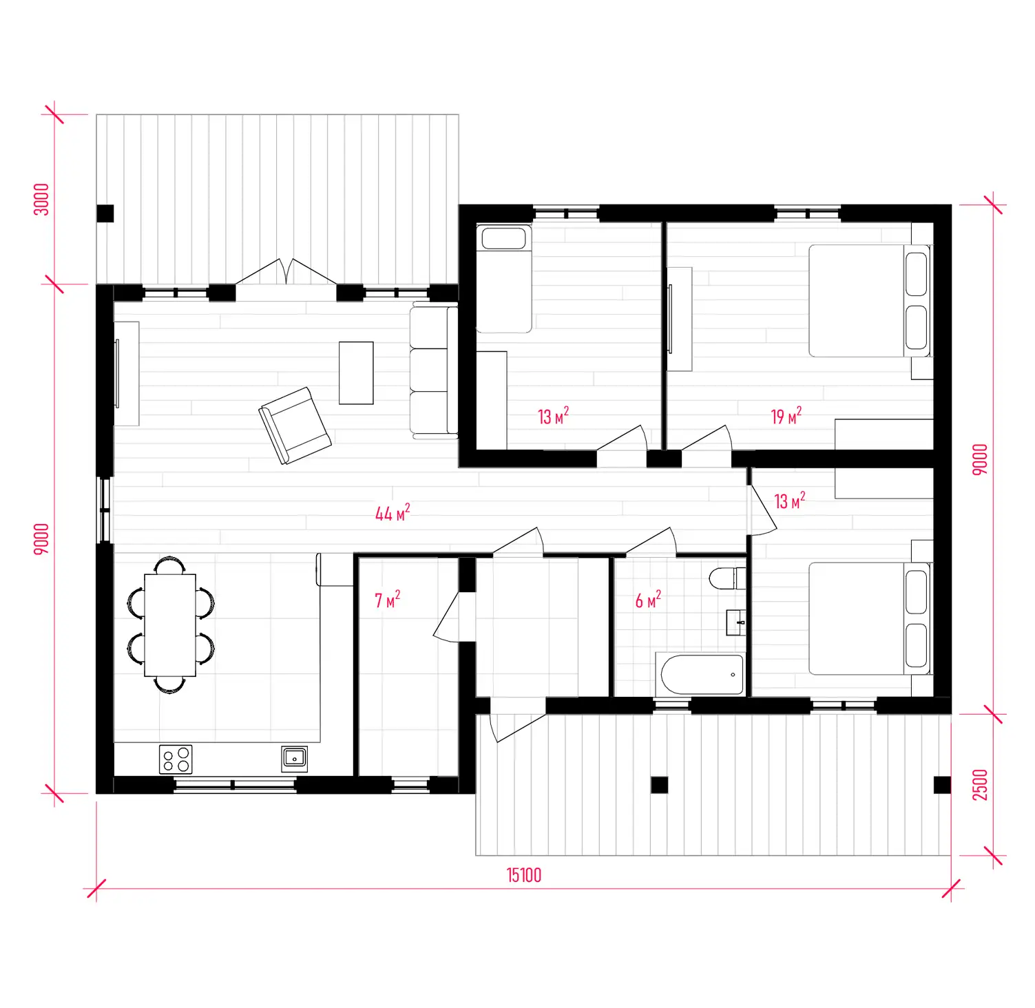 Планировка ПСБ-115 Дом из полистиролбетона Радолик, 115 м²