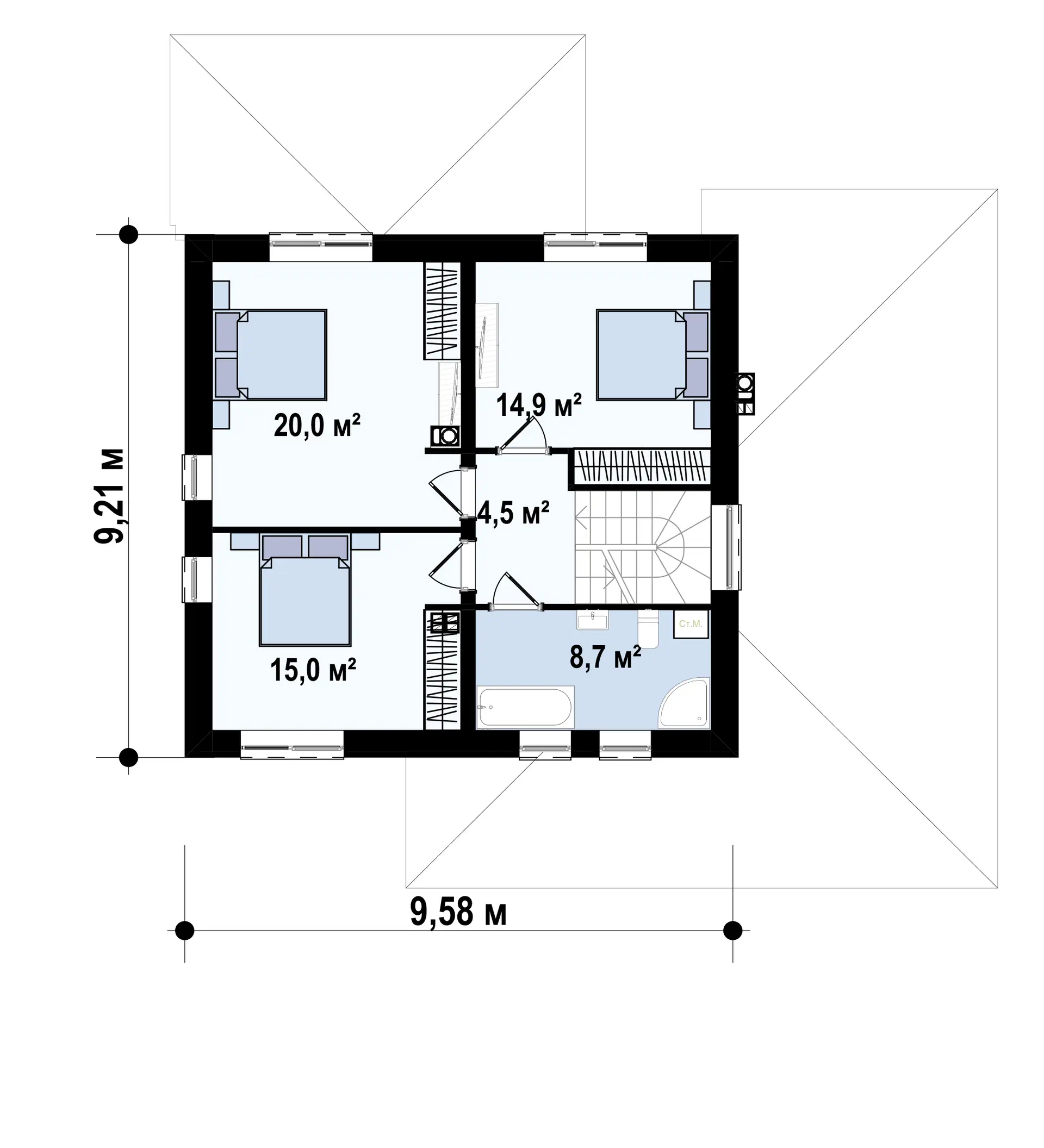 Планировка ГБ-163 Дом из газобетона Фениксия, 163 м²