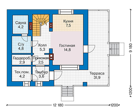 Планировка ГС-98 Дом из газосиликатных блоков Арканум, 98 м.кв.