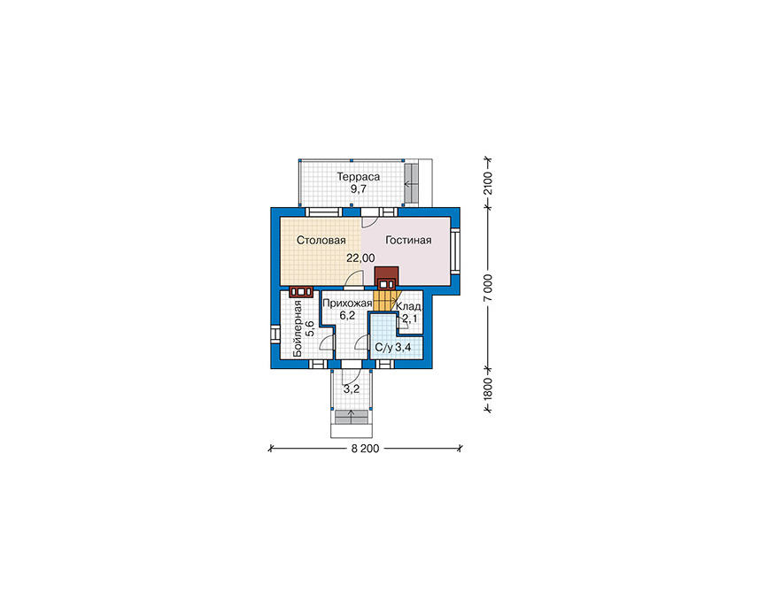 Планировка КД-74 Дом из камня Хромари, 74 м.кв.