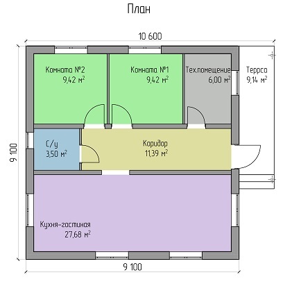 Планировка ТД-77 Дом из теплоблоков Нергон, 77 м²