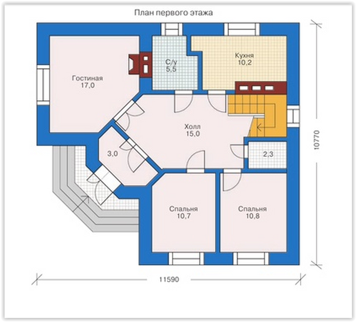 Планировка АРБ-140 Дом из арболита Лунимар, 140 м²