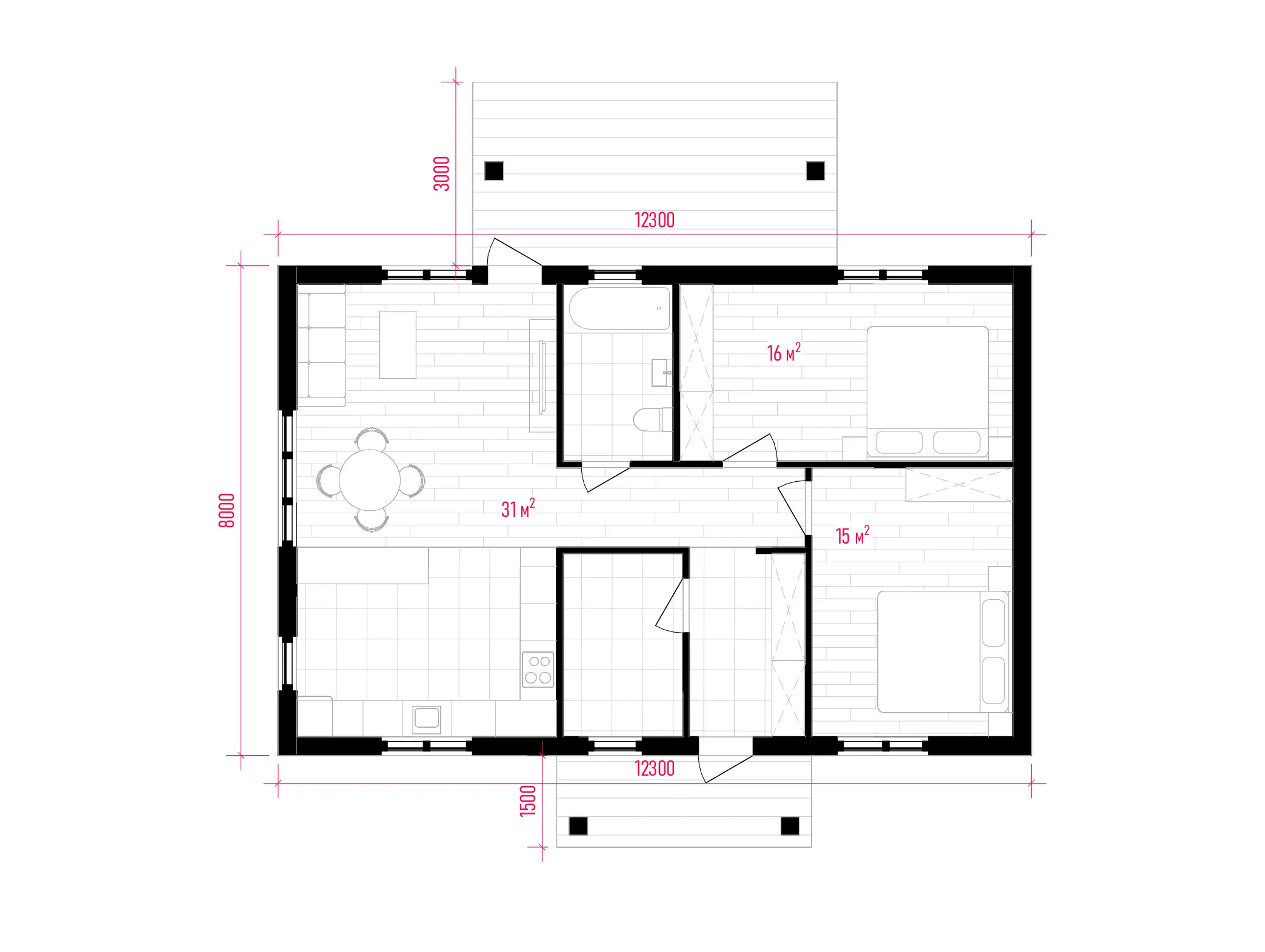 Планировка ПСБ-98 Дом из полистиролбетона Дубрава, 98 м²
