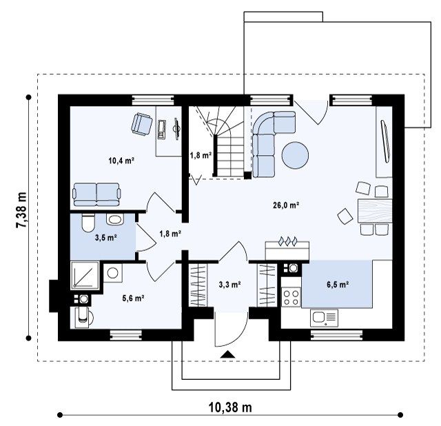 Планировка КБ-117 Дома из керамзитобетона Листови, 117 м²