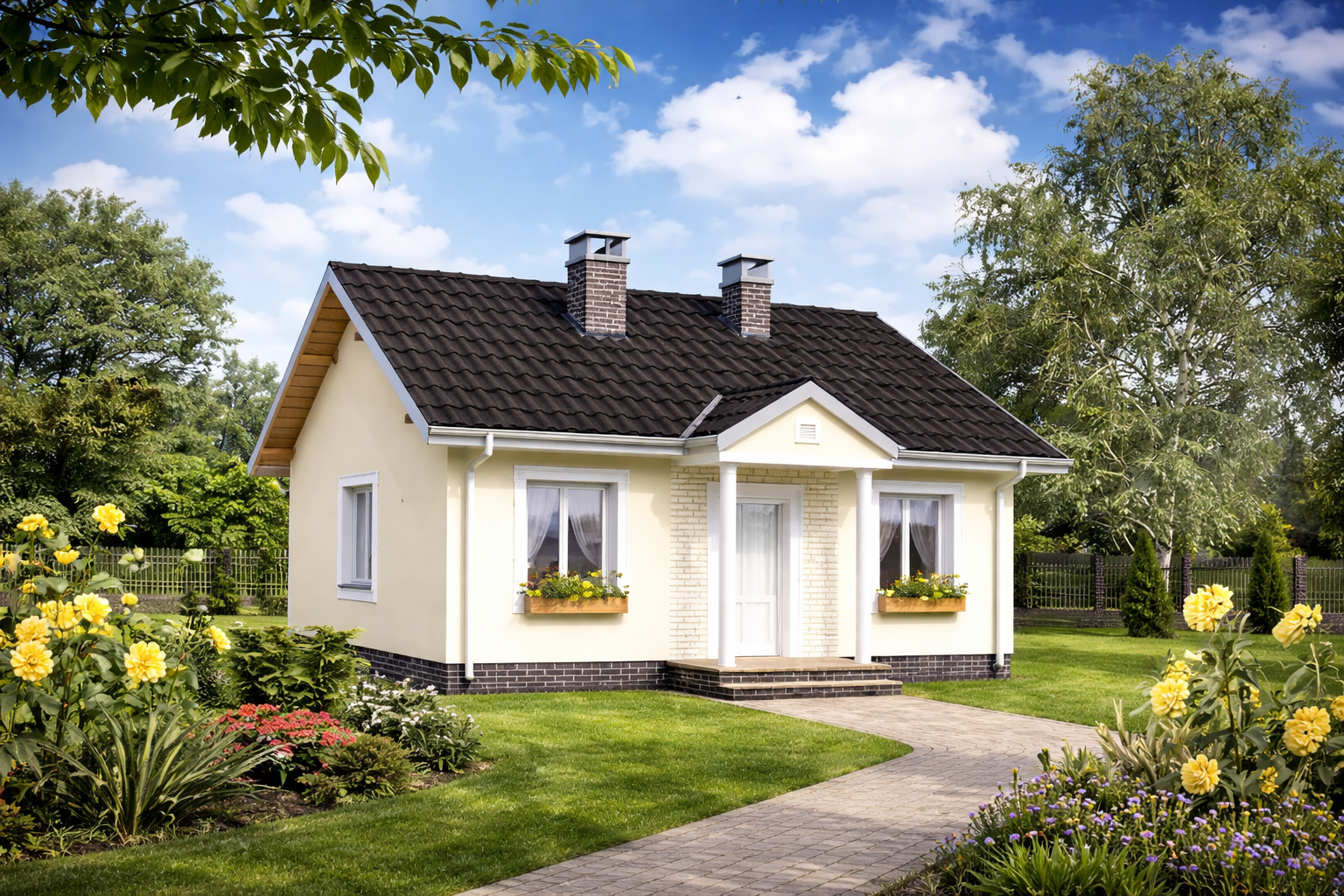 КД-53 Дом из кирпича Спалка, 53.4 м.кв.