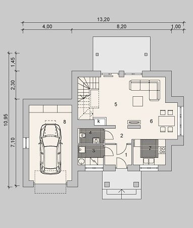 Планировка ТД-89 Дом из теплоблоков Аурикс, 89 м²