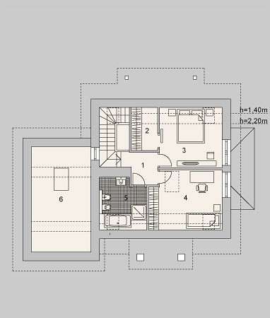 Планировка ТД-89 Дом из теплоблоков Аурикс, 89 м²