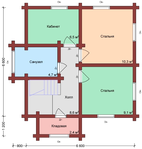Планировка КОМБ-60 Комбинированный дом Бурган, 60 м²