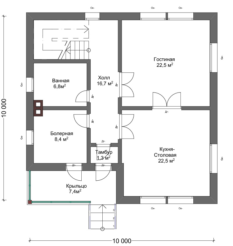 Планировка КОМБ-176 Комбинированный дом Трополь, 176 м²
