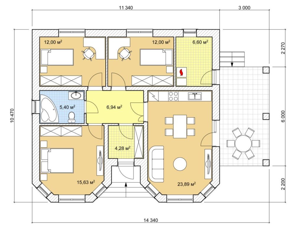 Планировка МД-87 Монолитный дом Ромеда, 87 м²