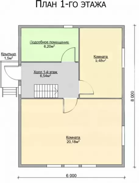 Планировка КД-66 Дом из кирпича Пассен, 66.22 м.кв.