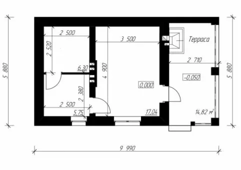 Планировка КД-43 Дом из кирпича Лахитчи, 43.9 м.кв.