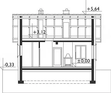Планировка КД-53 Дом из кирпича Спалка, 53.4 м.кв.