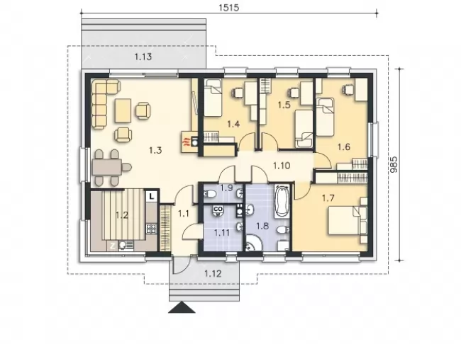 Планировка КД-136 Дом из кирпича Энгона, 136.97 м.кв.