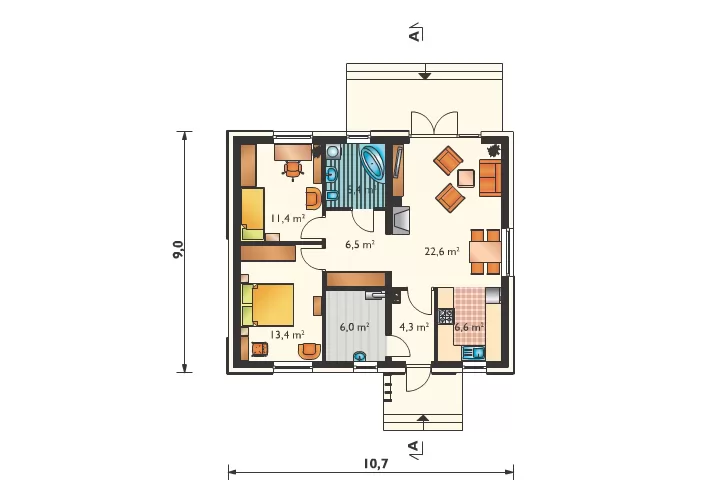 Планировка КД-76 Дом из кирпича Клонг, 76.2 м.кв.