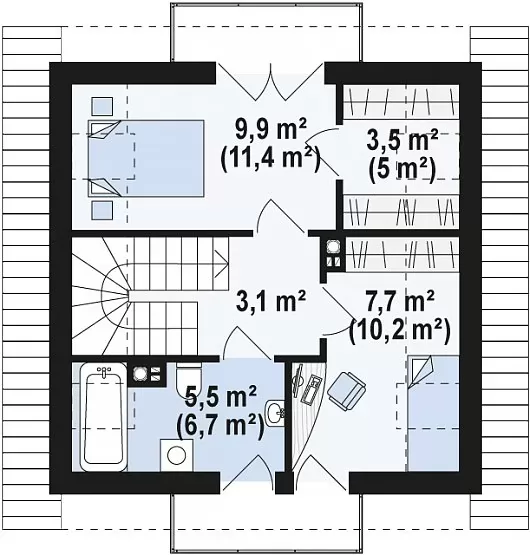Планировка КД-71 Кирпичный дом Хайд, 71.4 кв.м