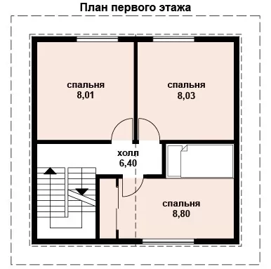Планировка БД-63 Дом из блоков Бойяна, 63 м²