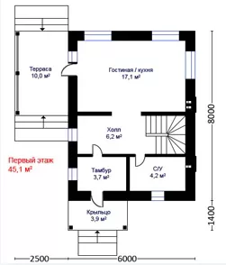Планировка КД-73 Дом из кирпича Кастлер, 73.1 м.кв.