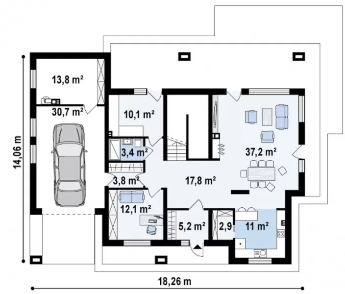 Планировка КД-239 Дом из кирпича Авирелия, 239.2 м.кв.