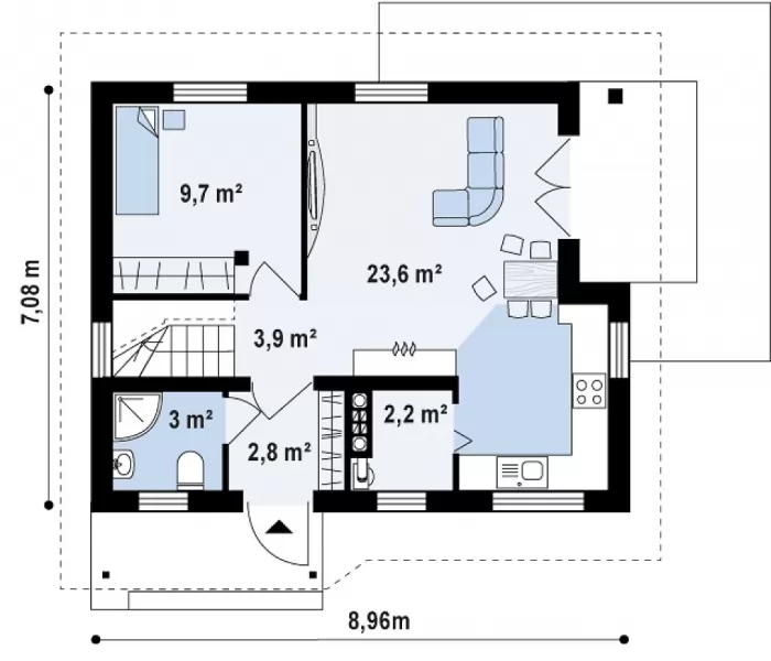 Планировка КД-45 Кирпичный дом Тауэр, 45.2 кв.м.