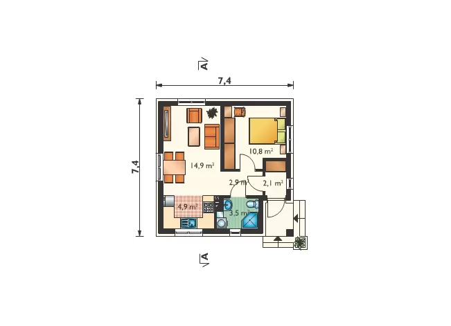 Планировка КД-39 Дом из кирпича Старалея, 39.1 м.кв.