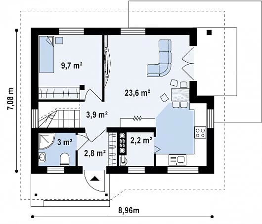 Планировка КБ-92 Дома из керамзитобетона Феерия, 92 м²