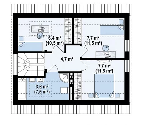 Планировка ПБ-92 Дом из пеноблока Эльфвуд, 92 м²