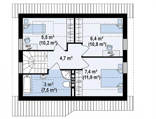 Планировка КБ-92 Дома из керамзитобетона Феерия, 92 м²