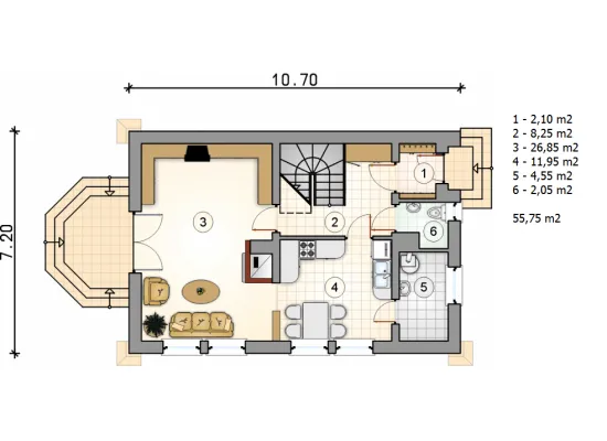 Планировка КД-95 Дом из кирпича Борли, 95.55 м.кв.