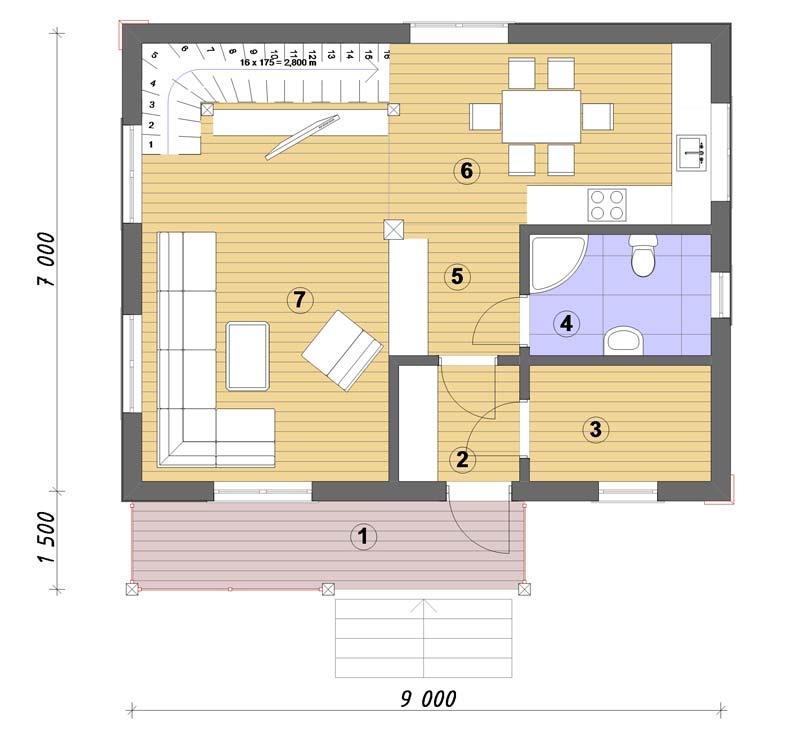 Планировка АРБ-120 Дом из арболита Туманис, 120 м²