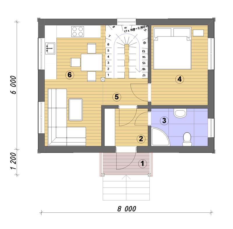 Планировка АРБ-96 Дом из арболита Ричек, 96 м²