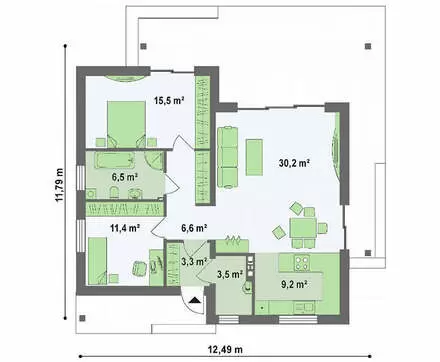 Планировка КОМБ-86 Комбинированный дом Ревликт, 86 м²