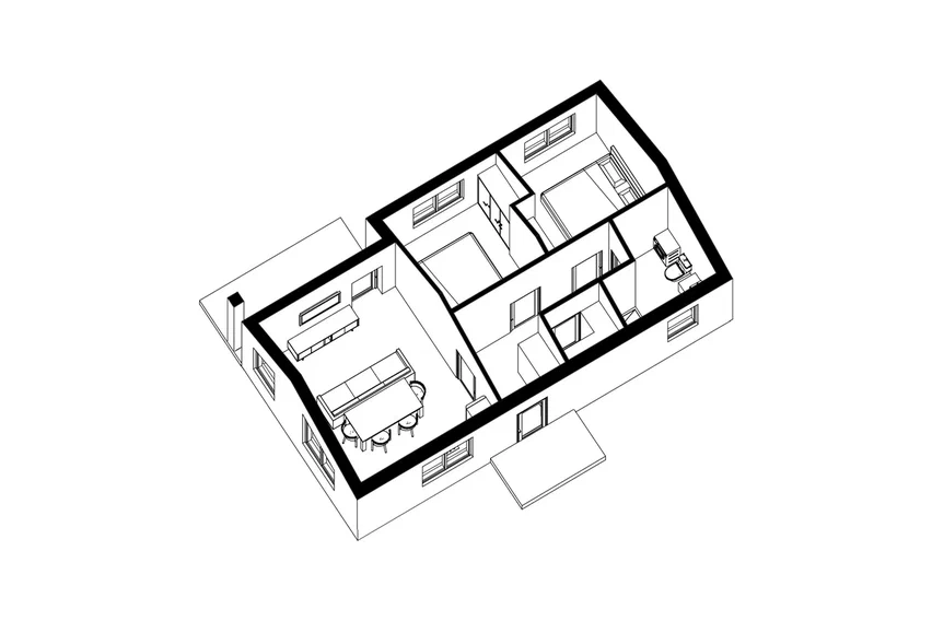 Планировка ПСБ-55 Дом из полистиролбетона Нега, 55 м²