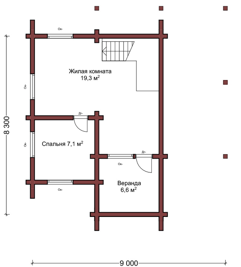 Планировка КОМБ-70 Комбинированный дом Бардин, 70 м²