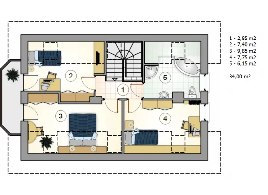 Планировка КД-95 Дом из кирпича Борли, 95.55 м.кв.