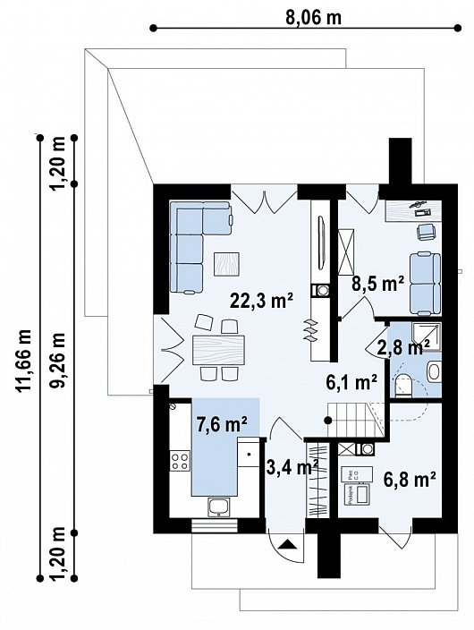 Планировка АРБ-160 Дом из арболита Биртон, 160 м²