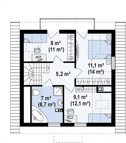 Планировка АРБ-108 Дом из арболита Ветрил, 108 м²