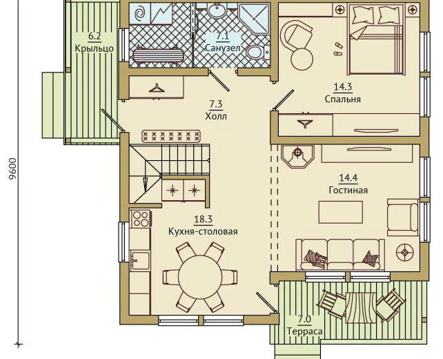 Планировка ТД-136 Дом из теплоблоков Варион, 136 м²