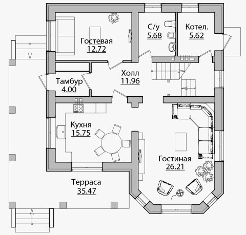 Планировка КД-196 Дом из кирпича Айкон, 196 кв.м.