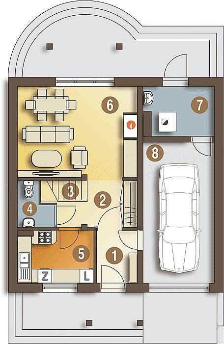 Планировка БД-128 Дом из теплоблоков Лисфера, 128 м²