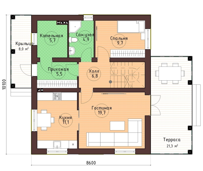 Планировка ТД-146 Дом из теплоблоков Селестиум, 146 м²