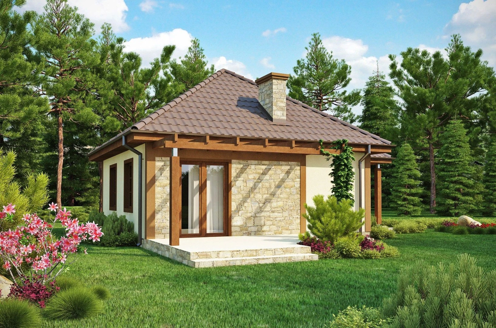 Планировка КБ-60 Дома из керамзитобетона Луминар, 60 м²