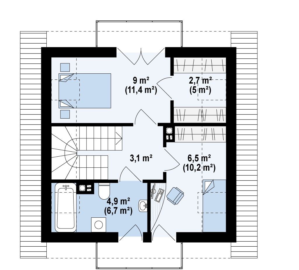 Планировка ГБ-78 Дом из газобетона Виверия, 78 м²
