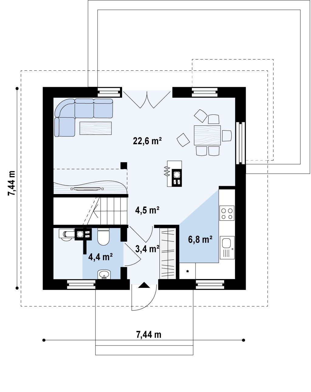 Планировка ГБ-78 Дом из газобетона Виверия, 78 м²