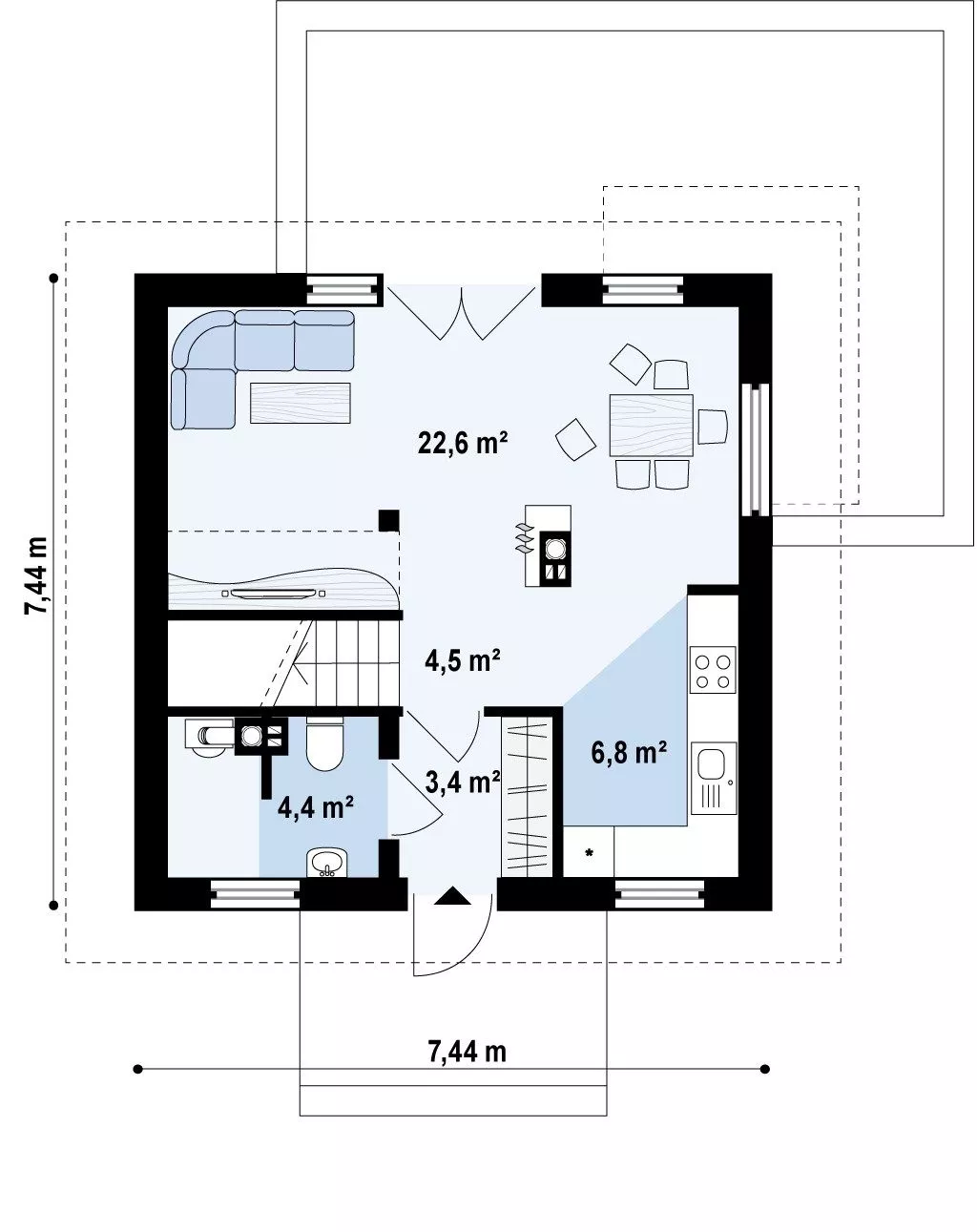Планировка КБ-78 Дома из керамзитобетона Орбитон, 78 м²