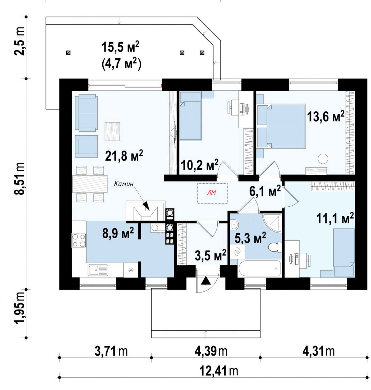 Планировка ГБ-82 Дом из газобетона Энигма, 82 м²