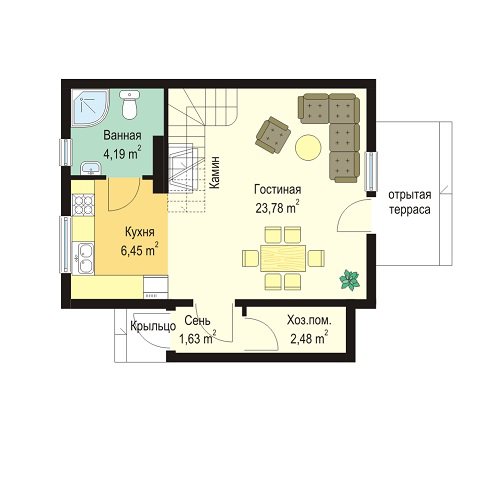 Планировка КБ-69 Дома из керамзитобетона Закатис, 69 м²